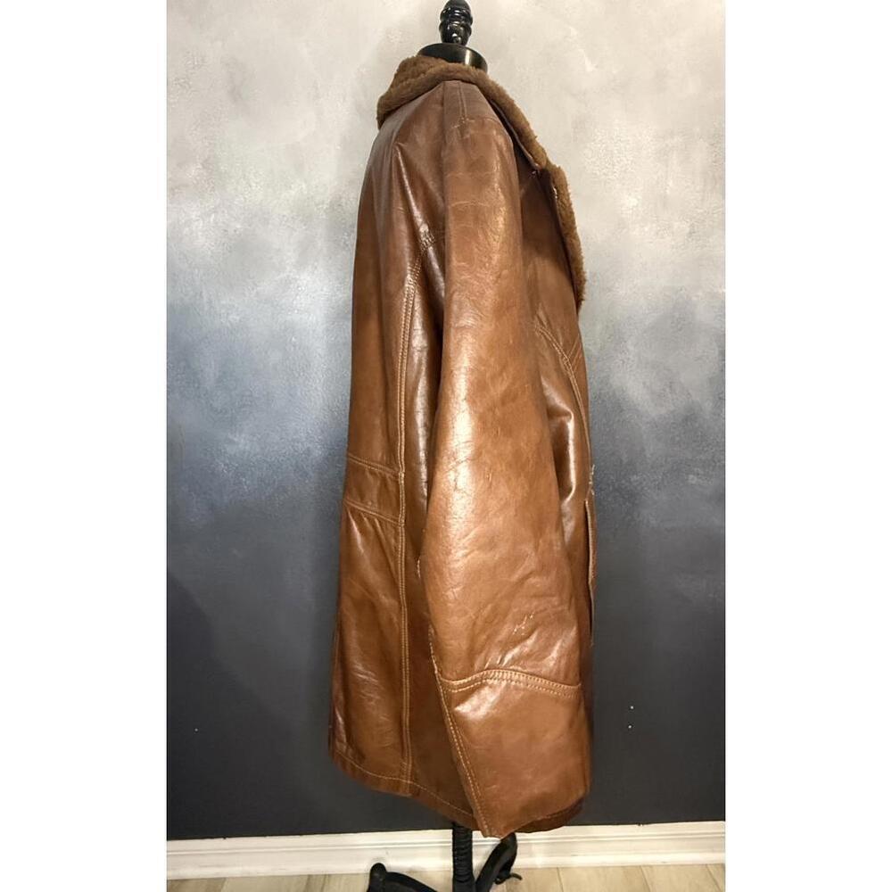 Field & Stream Brown Leather and Faux Fur Lined Men's Coat - Picture 4 of 9